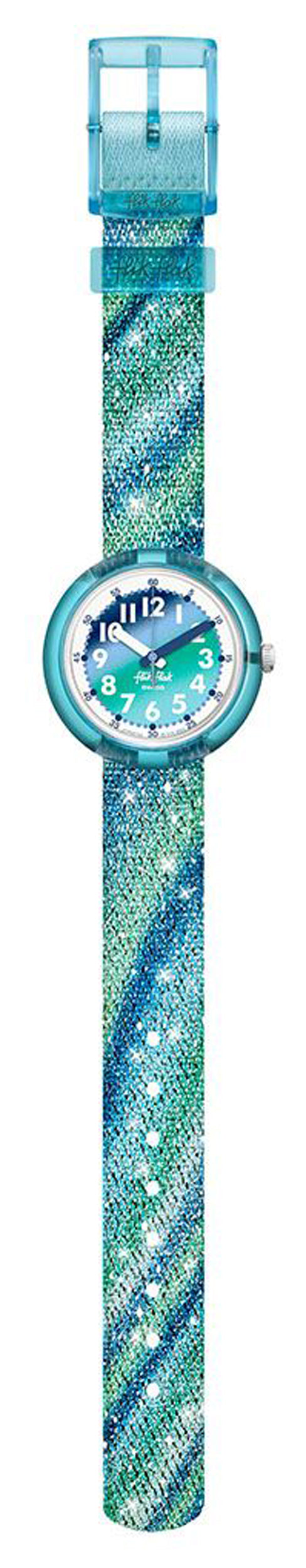 Flik Flak FROZEN RAINBOW FPNP153 Kinderuhr Türkis Glitzerband