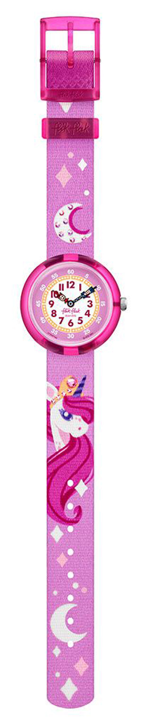 Flik Flak DREAMING UNICORN Kinderuhr in pink und rosa mit Kristallen und Einhörnern.