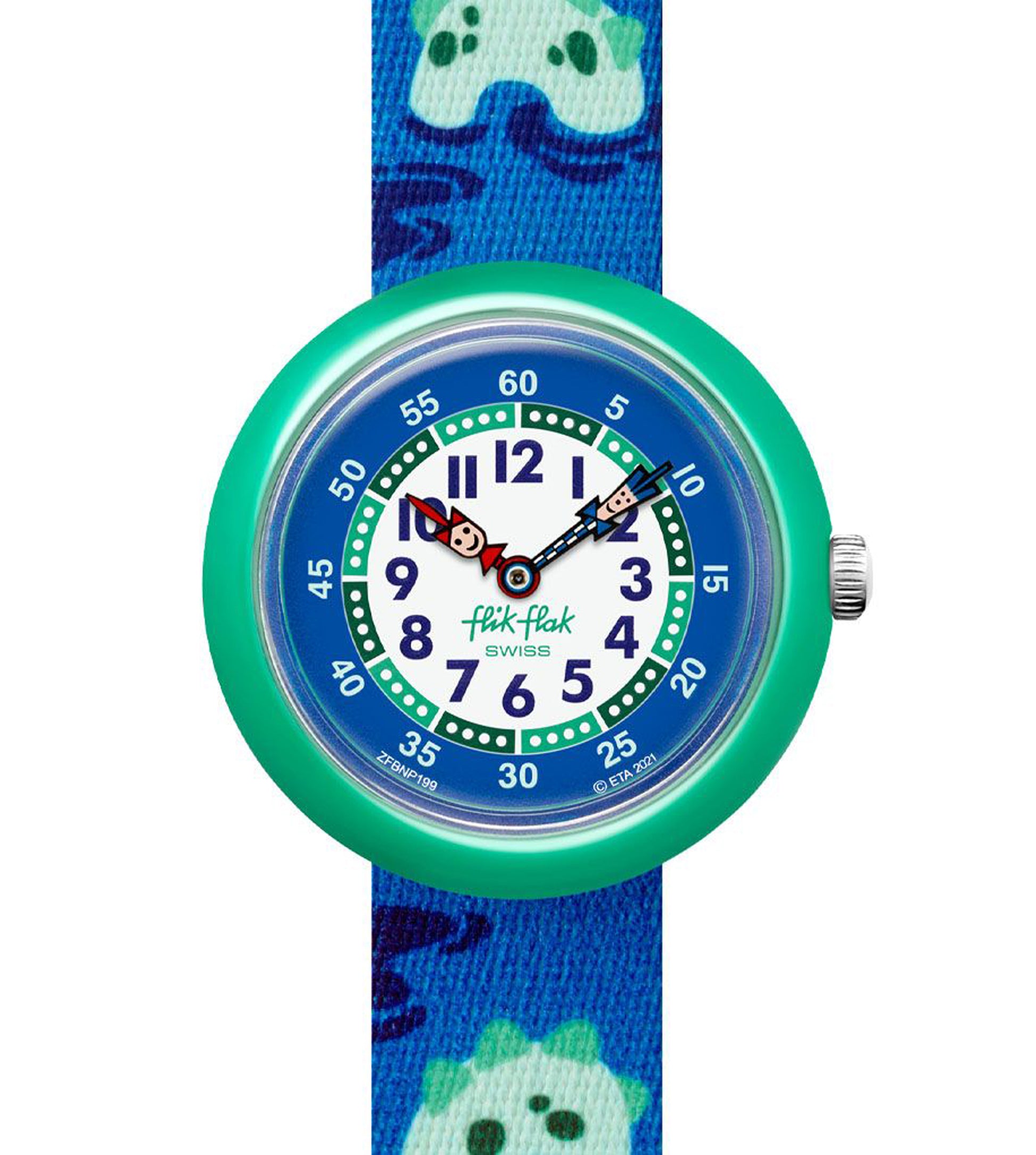 Flik Flak NESSIE-NCREDIBLE Kinderuhr in blau und türkis mit dem Nessie auf dem Armband