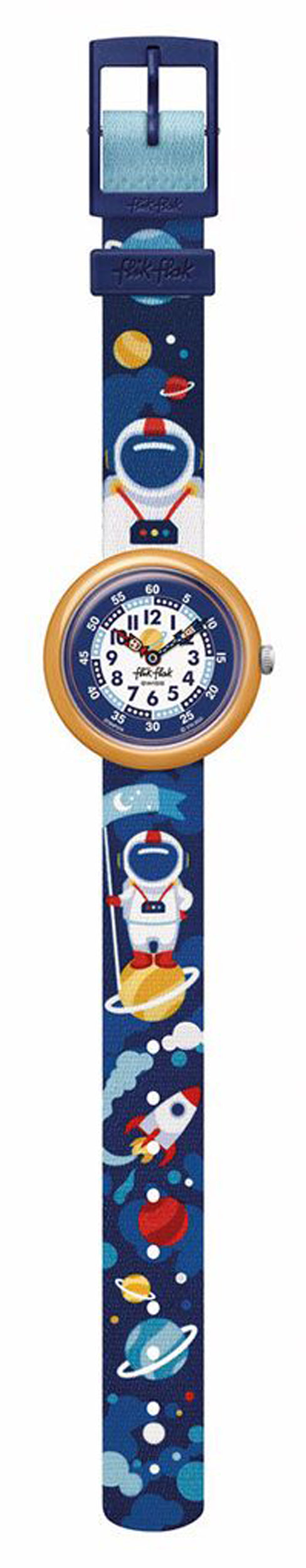 Flik Flak ASTRODREAMS FBNP216 Kinderuhr Blau Te4xtilband Astronaut