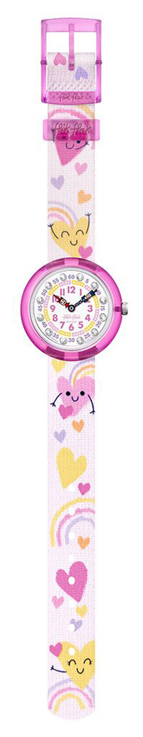 Flik Flak BOUNCING HEARTS FBNP223 Kinderuhr Textilband Pink Herzen