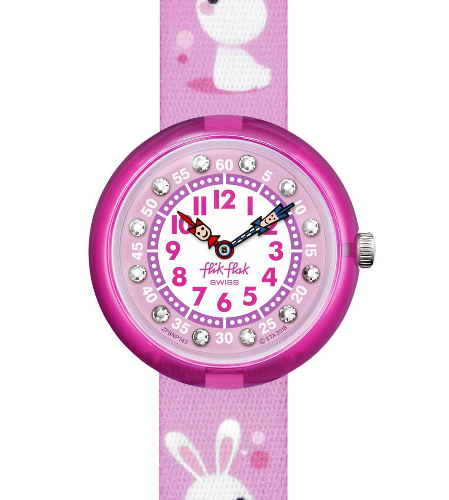 Flik Flak SO CUTE FBNP143 Kinderuhr Pink Textilband Hase