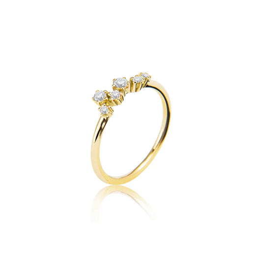 noën Sparkle Ring "medium" in 585/- gold with 6 diamonds