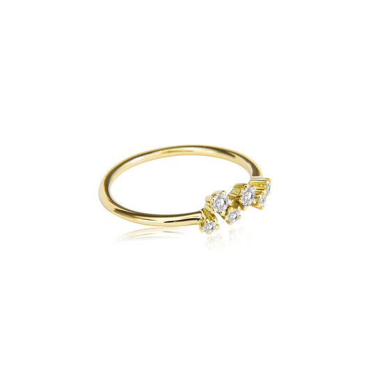 noën Sparkle Ring "medium" in 585/- gold with 6 diamonds