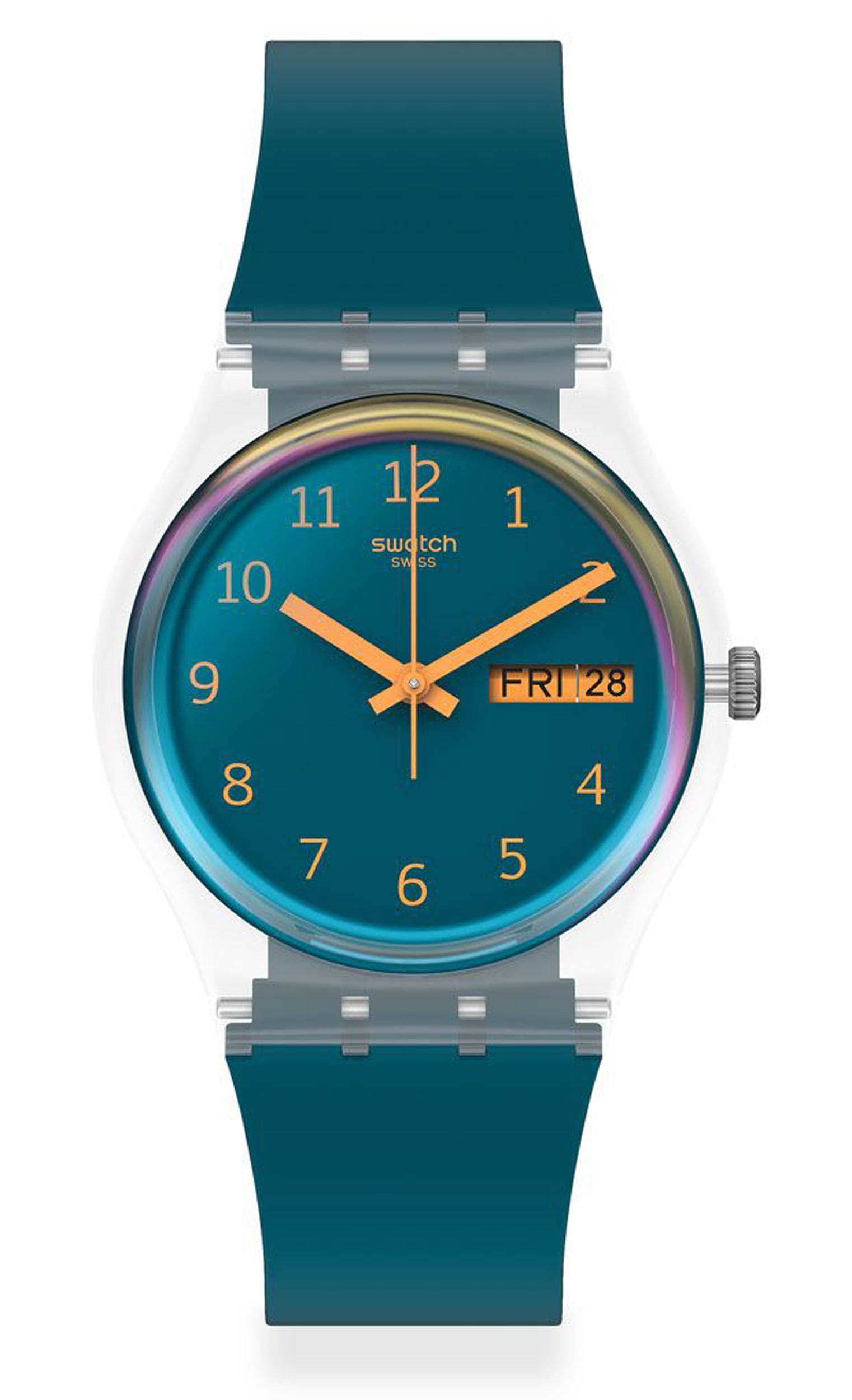 Swatch BLUE AWAY SO28K700 Damenuhr Blau Türkis aus Materialien biologischem Urspsrungs