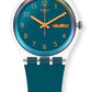 Swatch BLUE AWAY SO28K700 Damenuhr Blau Türkis aus Materialien biologischem Urspsrungs