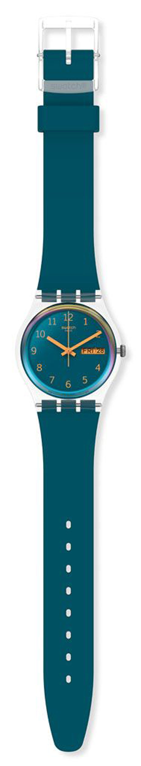 Swatch BLUE AWAY SO28K700 Damenuhr Blau Türkis aus Materialien biologischem Urspsrungs