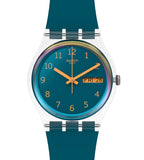 Swatch BLUE AWAY SO28K700 Damenuhr Blau Türkis aus Materialien biologischem Urspsrungs