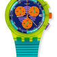 Swatch NEON WAVE SUSJ404 Unisexuhr Retro Chronograph Grün Türkis Blau Orange 