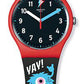 Swatch Unisexuhr Slide Master Schwarz Schwarz Rot Snowboardmotiv 