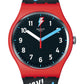 Swatch Unisexuhr Slide Master Schwarz Schwarz Rot Snowboardmotiv 